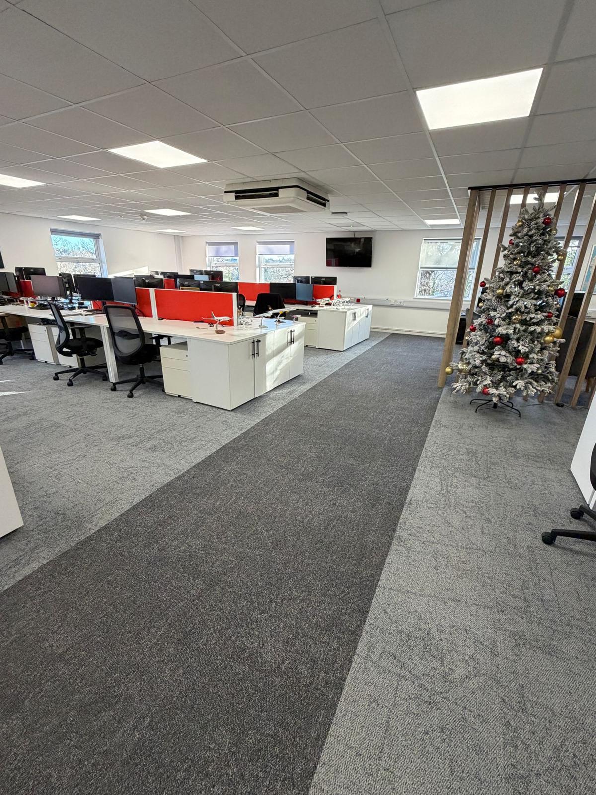 Open-plan office carpet cleaning in Surrey